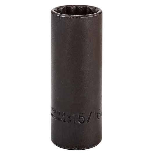 PROTO J5330B deep socket, 15/16 inch, black finish, upright angle on white background.