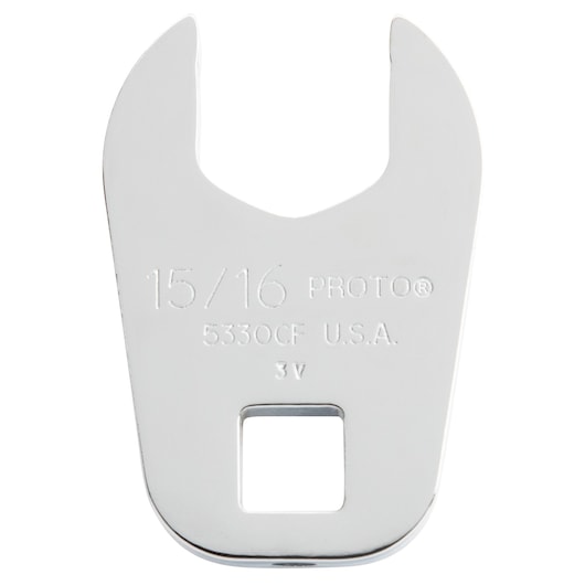 PROTO J5330CF open-end wrench head, chrome finish, front angle photo.