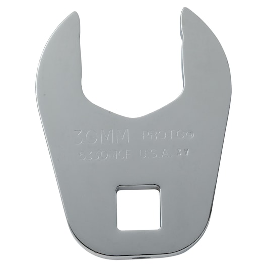 PROTO J5330MCF 30mm open-end crowfoot wrench, silver finish, front angle on white background.