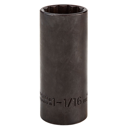 PROTO J5334B deep impact socket, black finish, front angle on white background.