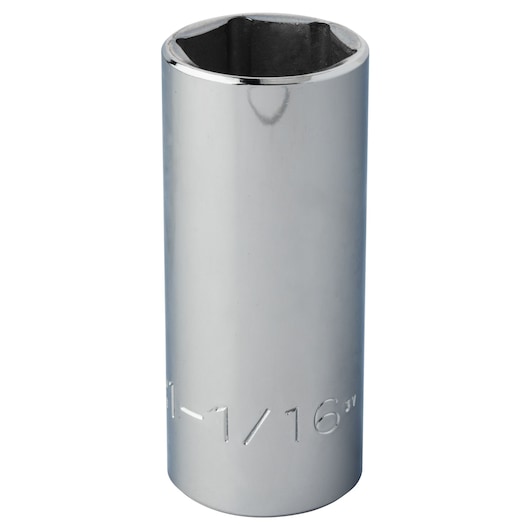 PROTO chrome deep socket, SKU J5334H, photography on white background, six-point design, 1-1/16 inch size.