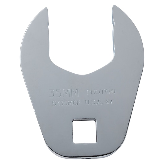 PROTO J5335MCF chrome open-end crowfoot wrench, 35mm, front view on white background.