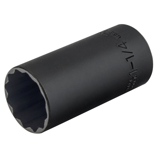 PROTO J5340B black 12-point deep socket, side angle on white background, with size markings visible.