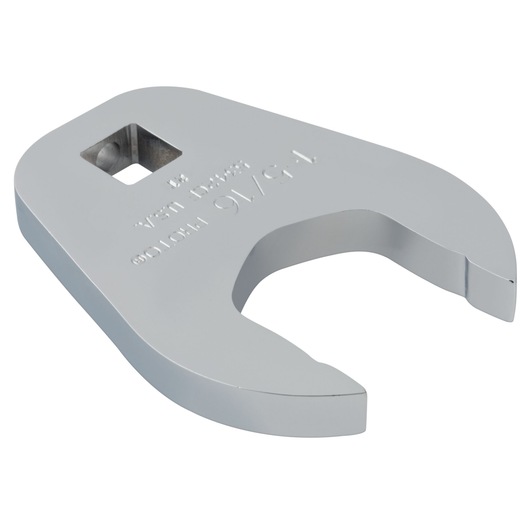 PROTO J5342CF chrome open end crowfoot wrench, close-up angle on white background.