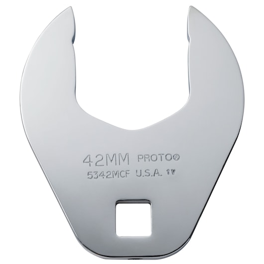 PROTO J5342MCF large 42MM open-end crowfoot wrench, chrome finish, front view on white background.