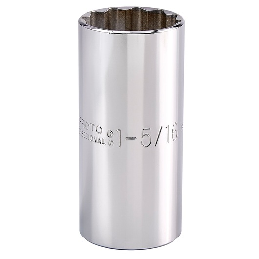 PROTO J5342 chrome deep socket, 1-5/16 inch, photography, front angle on white background.