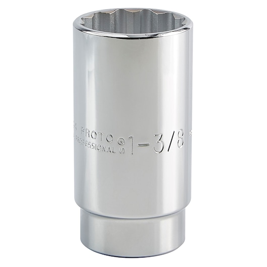PROTO J5344 chrome deep socket, 1-3/8 inch, tool category, front angle photo on white background.