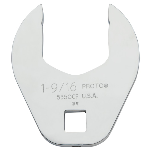 Photo of PROTO J5350CF polished crowfoot wrench, 1-9/16 inch size, front view on white background.