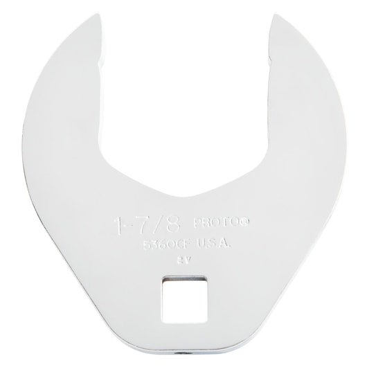 PROTO J5360CF large open-end crowfoot wrench, polished chrome, front angle on white background.