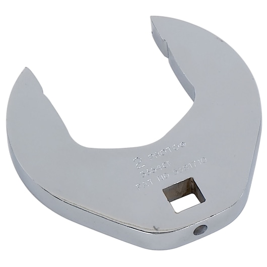Photo of PROTO J5364CF chrome open-end crowfoot wrench head, top angle on white background.