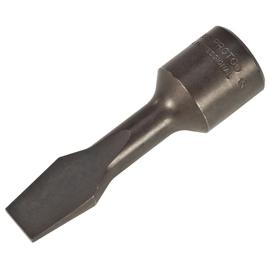 PROTO J5408A impact chisel bit with flat blade, dark steel finish, angled on white background.