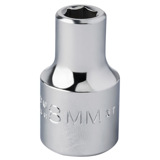 PROTO J5408MH 8mm chrome socket, close-up front angle on white background.