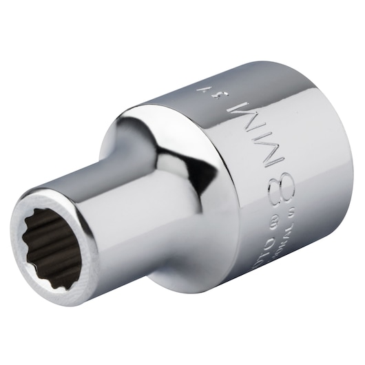 PROTO J5408M silver 8mm socket, close-up angle on white background.