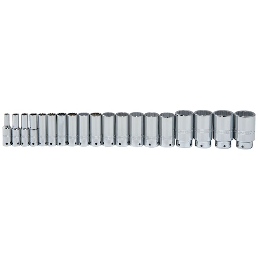 PROTO® Tether-Ready 1/2 in. Drive 12-Point Deep Socket Set (19 pc.)
