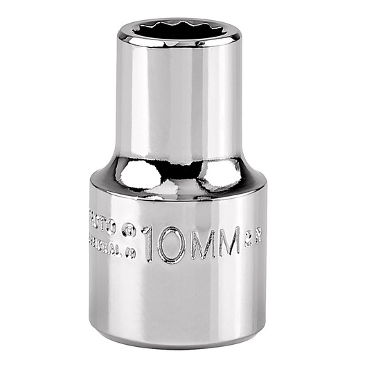 PROTO J5410M chrome 10mm socket photographed from the front on a white background.