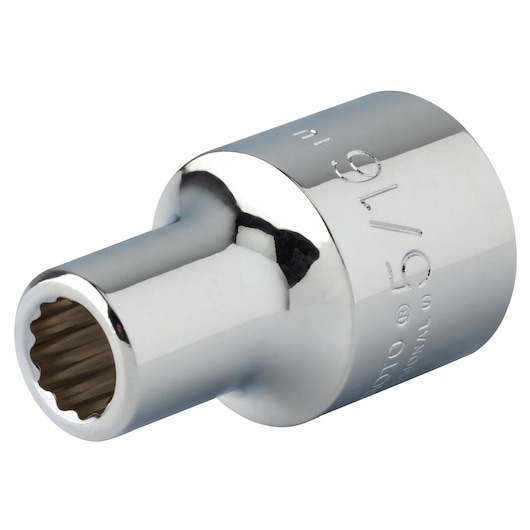 PROTO J5410 chrome hand socket, 5/16-inch, twelve-point, side angle on white background.