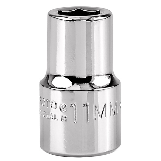 PROTO J5411MH chrome 11mm socket, close-up front angle on white background.