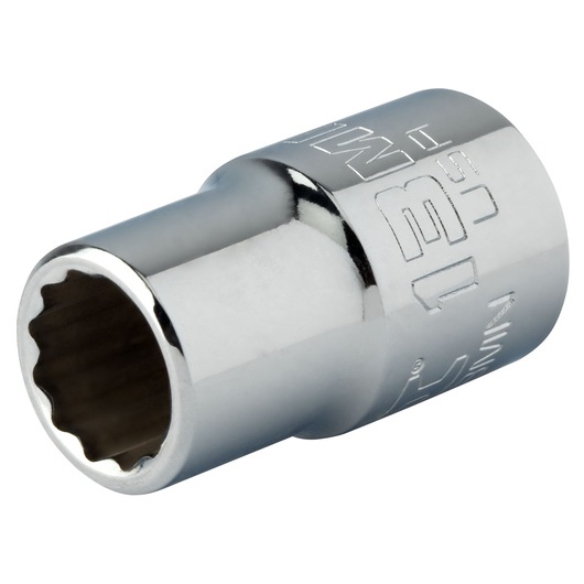 PROTO J5413MN chrome socket, photography of tool on white background, side angle view.