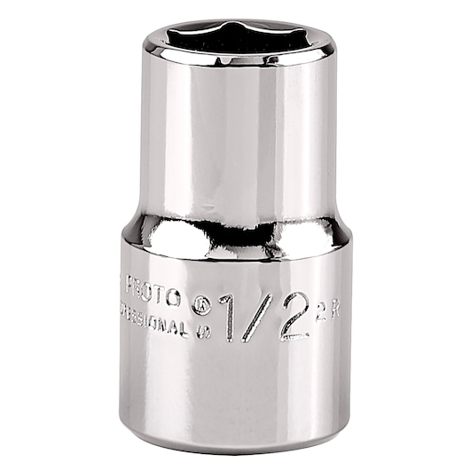 PROTO J5416H chrome socket, 1/2 inch drive, close-up front angle on white background.