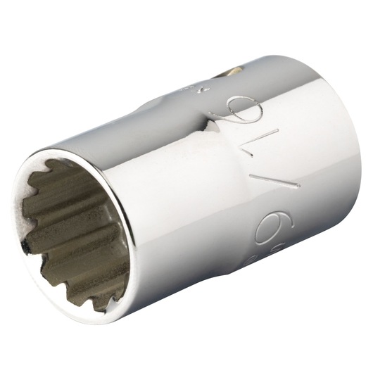 PROTO J5418SPL chrome finish spline socket, close-up angle on white background.