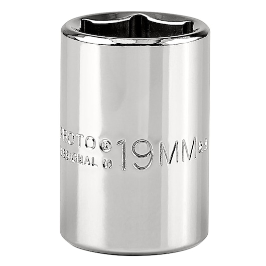 PROTO J5419MH chrome socket 19mm, photography, front angle on white background.