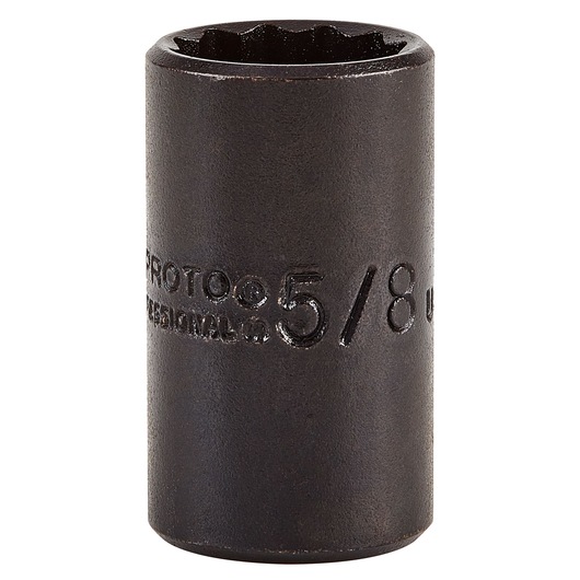 Photo of PROTO J5420B black impact socket, 5/8 inch size, photographed upright on white background.