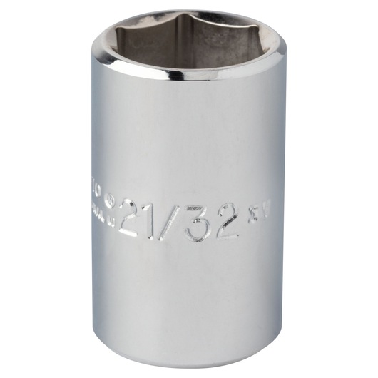 PROTO J5421H chrome socket, 21/32 inch size, tool category, front angle on white background.