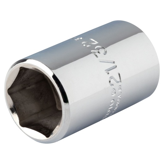 PROTO J5421H chrome six-point socket, side angle on white background, shows engraved size markings.