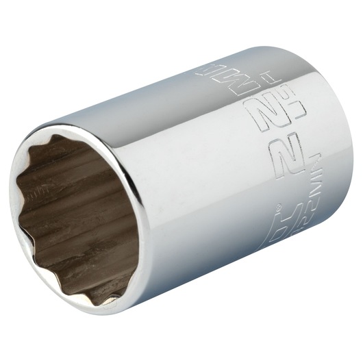 PROTO J5422MN chrome socket, 12-point, with engraved size marking, photographed on white background.