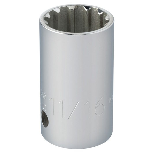 PROTO J5422SPL chrome 11/16 inch socket, 12-point, deep, product photo on white background.