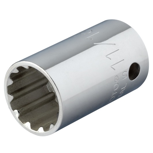 PROTO J5422SPL chrome finish 12-point socket, cylindrical, side angle, photography product.