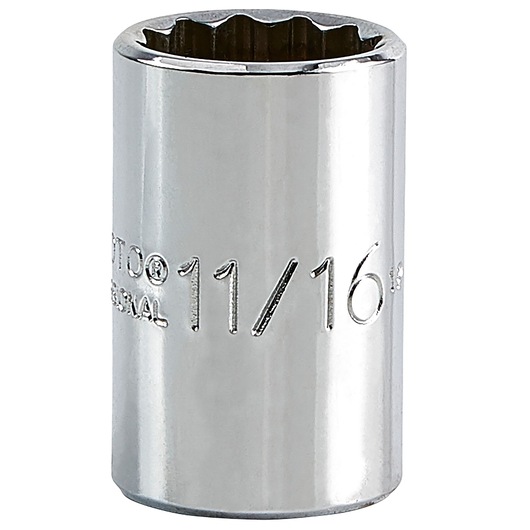 PROTO J5422 chrome 11/16-inch socket photographed upright on white background.