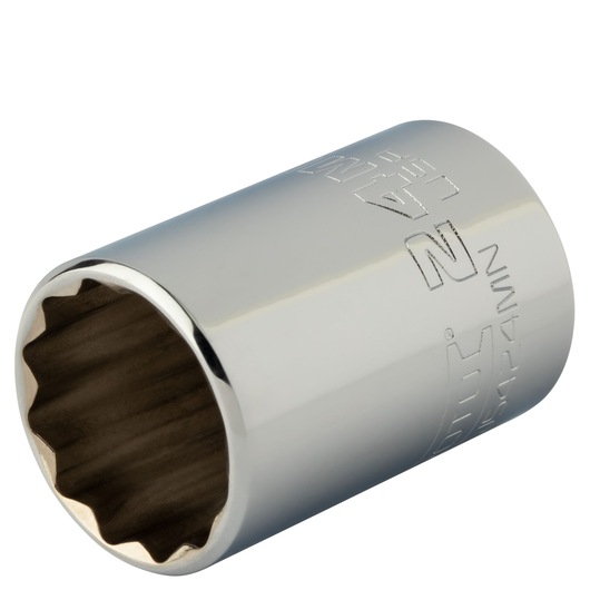 PROTO J5424MN chrome 12-point socket, angled side view, isolated on white background.