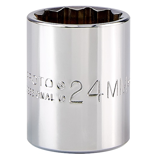 PROTO 24mm chrome socket, SKU J5424M, close-up angled on white background.