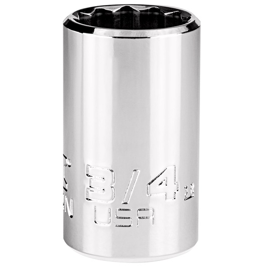 PROTO J5424N chrome socket, 3/4 inch, 12-point, shown upright on white background.