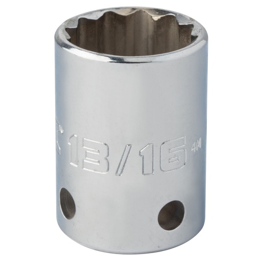 Photo of PROTO J5426SPL chrome 12-point socket, 13/16 inch size, shown at slight angle on white background.