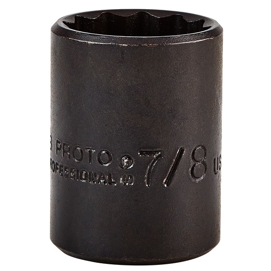 PROTO J5428B black 7/8-inch impact socket, front angle on white background.