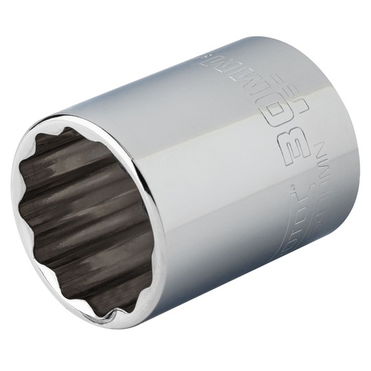 PROTO J5430MN chrome socket, twelve-point, cylindrical design, side angle on white background