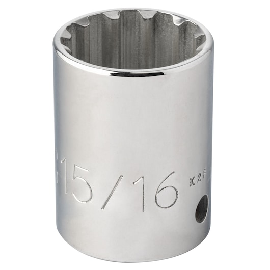 PROTO socket, chrome finish, 15/16 inch size, SKU J5430SPL, product photo on white background.