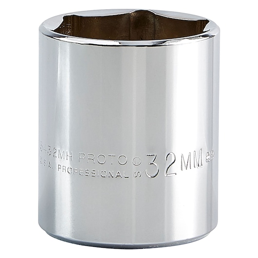 PROTO J5432MH chrome socket, 32mm, side angle, photography with white background.