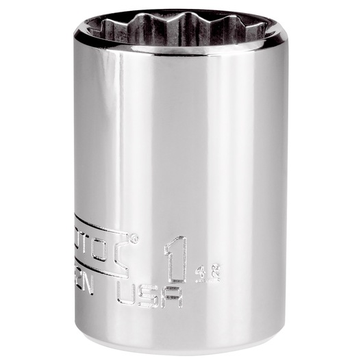 PROTO J5432N chrome socket photography, side angle, embossed size markings, white background.