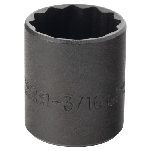 PROTO J5438B black 1-3/16 inch 12-point socket, front angle on white background.