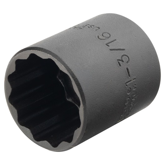 PROTO J5438B black 12-point impact socket, angled view on white background.