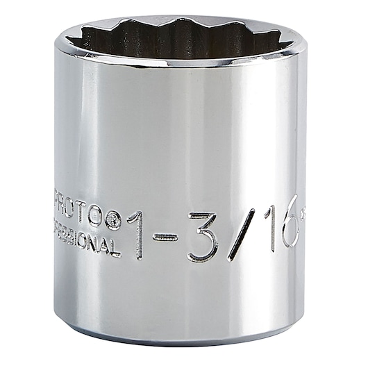 PROTO J5438 chrome socket, 1-3/16 inch, close-up on white background.
