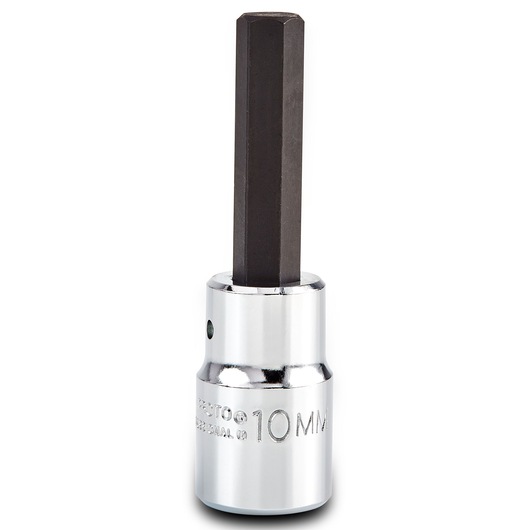 PROTO J5441-10M hex bit socket, 10mm, chrome finish, front angle photography on white background.