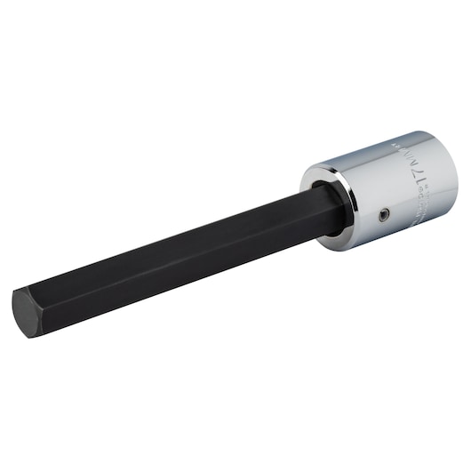 PROTO J5441-17MXL hex bit socket with chrome finish, angled view, tool photography.