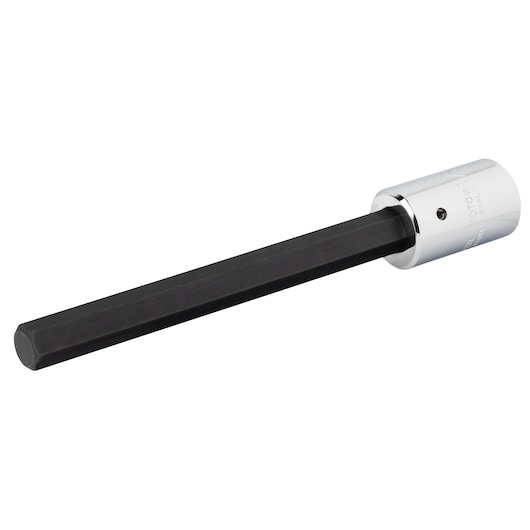 PROTO J54411/2XL hex socket with black hex shaft and silver chrome base, studio angle.