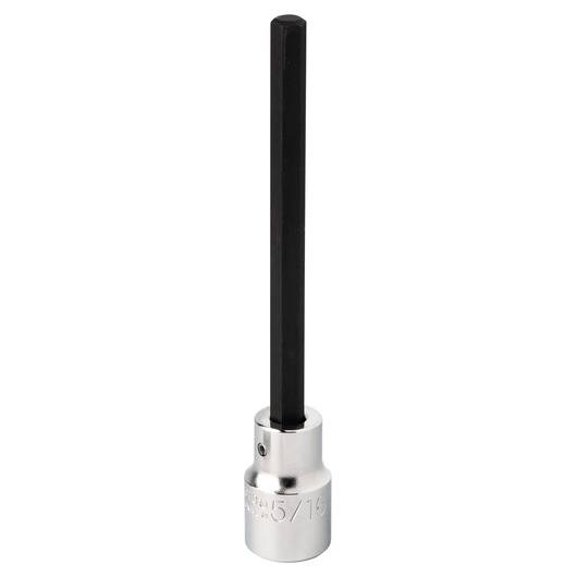 PROTO J54415/16XL hex bit socket with long black hex shaft and chrome base, front angle on white background.