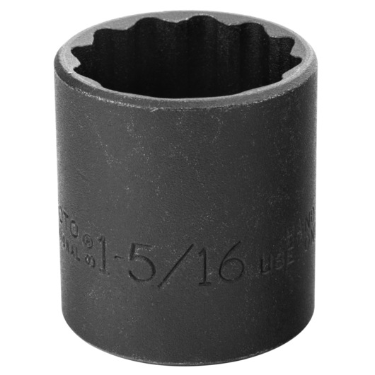 PROTO J5442B black 1-5/16 inch impact socket, front angle, matte finish.