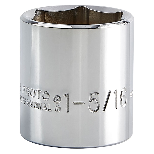 Photo of PROTO chrome socket, size 1-5/16 inch, SKU J5442H, front angle on white background.